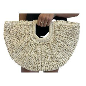 Anthropologie Natural Beige Ramla Woven Raffia Clutch Handbag